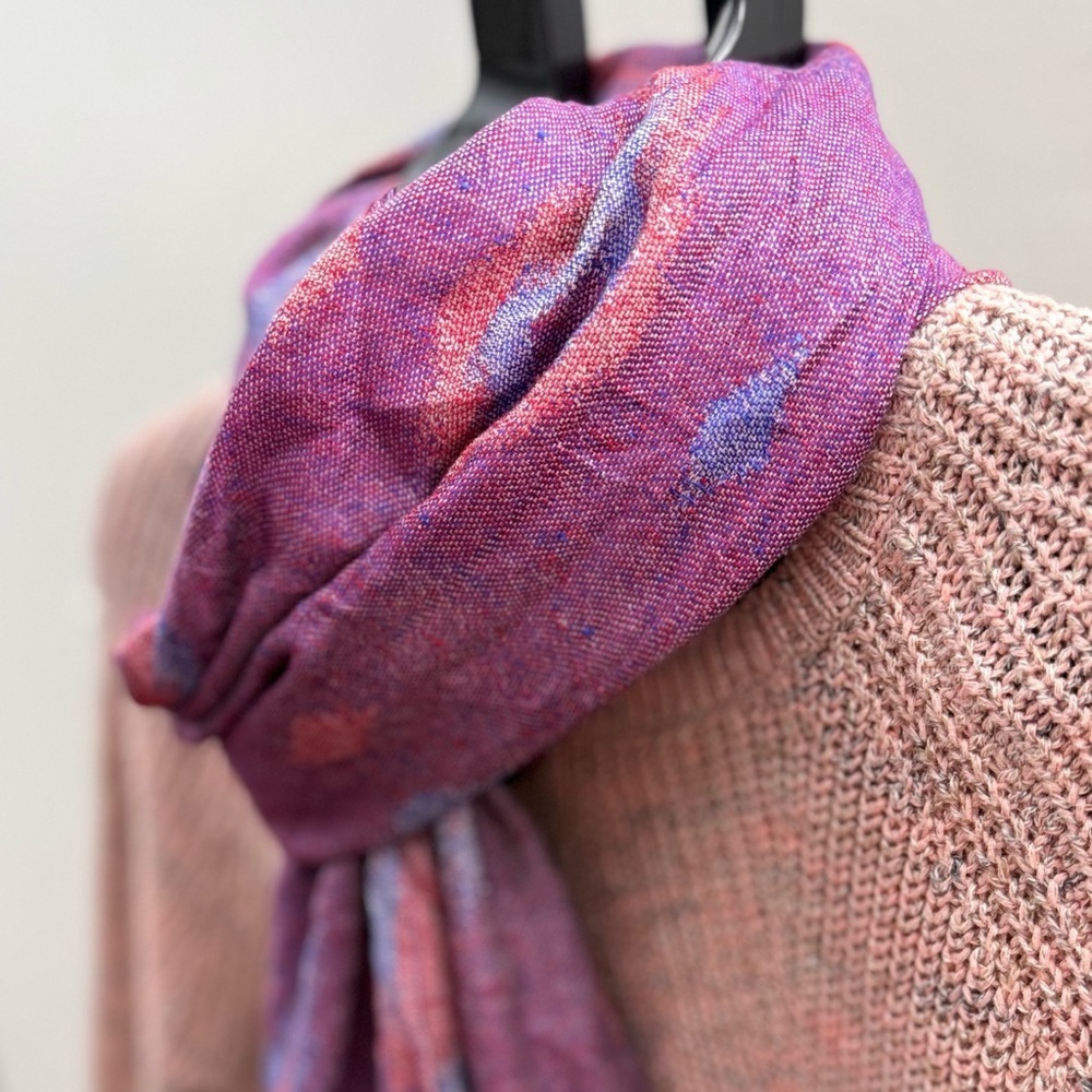 Purple Pashmina Scarf with Fringes – Boho Wrap - Picture 4 of 5